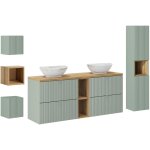 Petits - meubles - ensemble meuble double vasque 140cm 4 tiroirs 2 niches colonne et 3 armoires murales ...