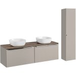 Petits - meubles - ensemble meuble double vasque 160cm et colonne ros taupe