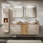 Petits - meubles - ensemble meuble double vasque 160cm 4 tiroirs panier � linge miroirs led et colonne ...