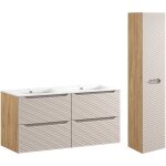 Petits - meubles - ensemble meuble double vasque encastrée 120cm 4 tiroirs et colonne elora beige et ... Petits - meubles - ensemble meuble double vasque encastrée 120cm 4 tiroirs et colonne elora beige et ...