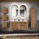 Petits - meubles - ensemble meuble double vasque encastr�e 120cm miroirs led colonne et 3 armoires murales ...