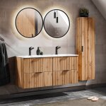Petits - meubles - ensemble meuble double vasque encastrée 120cm miroirs led et colonne adriel bois Petits - meubles - ensemble meuble double vasque encastrée 120cm miroirs led et colonne adriel bois