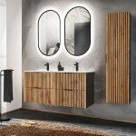 Petits - meubles - ensemble meuble double vasque encastrée 120cm miroirs led et colonne gaia bois et ... Petits - meubles - ensemble meuble double vasque encastrée 120cm miroirs led et colonne gaia bois et ...