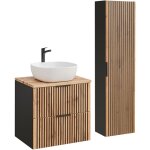 Petits - meubles - ensemble meuble simple vasque 60cm et colonne gaia bois et noir