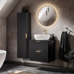 Petits - meubles - ensemble meuble simple vasque 60cm miroir led et colonne adriel noir Petits - meubles - ensemble meuble simple vasque 60cm miroir led et colonne adriel noir