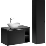 Petits - meubles - ensemble meuble simple vasque 80cm 2 niches et colonne ros noir