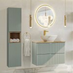 Petits - meubles - ensemble meuble simple vasque 80cm 2 tiroirs miroir led et colonne jade vert et bois ... Petits - meubles - ensemble meuble simple vasque 80cm 2 tiroirs miroir led et colonne jade vert et bois ...