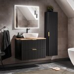Petits - meubles - ensemble meuble simple vasque 80cm et colonne adriel noir et bois Petits - meubles - ensemble meuble simple vasque 80cm et colonne adriel noir et bois