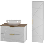 Petits - meubles - ensemble meuble simple vasque 80cm et colonne aurora blanc et bois