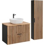 Petits - meubles - ensemble meuble simple vasque 80cm et colonne gaia bois et noir