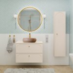 Petits - meubles - ensemble meuble simple vasque 80cm et colonne sanae beige sable