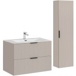 Petits - meubles - ensemble meuble simple vasque encastr�e 80cm et colonne adriel cachemire