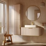 Petits - meubles - ensemble meuble sous - vasque 80 cm miroir et colonne yuval cachemire et bois