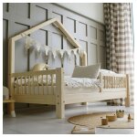 Petits - meubles - lit cabane 90x190 barrire et sommier inclus pieds 10 cm manon bois