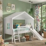 Petits - meubles - lit cabane 90x200 toboggan sommier inclus vipack housebed blanc