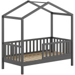 Petits - meubles - lit cabane enfant 70x140 cm en pin massif anthracite - dika