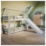 Petits - meubles - lit cabane superpos 90x190 au sol toboggan et sommier inclus aurlien blanc