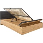 Petits - meubles - lit coffre 160x200 avec banc et sommier inclus glenn bois et noir