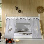 Petits - meubles - lit enfant forme tipi avec décor 90x200 cm blanc et naturel Petits - meubles - lit enfant forme tipi avec décor 90x200 cm blanc et naturel