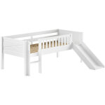 Petits - meubles - lit mi - hauteur 90x200 cm avec toboggan blanc - nifty