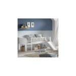 Petits - meubles - lit mi - hauteur 90x200 cm avec toboggan blanc - nifty