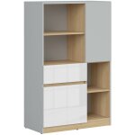 Petits - meubles - petite biblioth�que 2 portes 1 tiroir pop gris et blanc