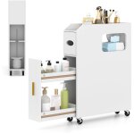 Petit meuble de salle de bain, meuble de rangement sur roulette, tiroir coulissant, rangement de papier ...