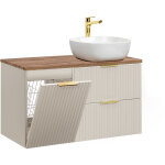 Petits - meubles - meuble simple vasque 100cm panier � linge adriel cachemire et bois