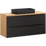 Petits - meubles - meuble simple vasque 120cm 2 tiroirs elora noir et bois Petits - meubles - meuble simple vasque 120cm 2 tiroirs elora noir et bois