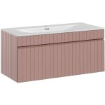 Meuble simple vasque encastre 100cm zelie rose