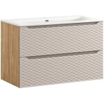 Meuble simple vasque encastre 90cm elora beige et bois