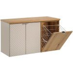 Petits - meubles - meuble sous - vasque 100cm 2 portes panier � linge manoa cachemire et bois