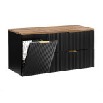 Petits - meubles - meuble sous - vasque 120cm panier � linge adriel noir et bois