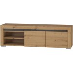 Petits - meubles - meuble tv 2 portes 152 cm led inclus kasla bois et anthracite