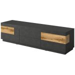 Petits - meubles - meuble tv 6 tiroirs 206 cm andrea gris anthracite et bois Petits - meubles - meuble tv 6 tiroirs 206 cm andrea gris anthracite et bois