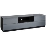 Petits - meubles - meuble tv sur pied ou mural 2 portes 1 tiroir 180 cm mathis gris et noir