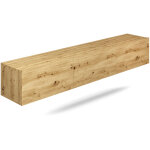 Petits - meubles - meuble tv suspendu 3 portes 180x35x29, 6 cm ch�ne clair - dallyn