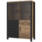 Vaisselier 3 portes 3 tiroirs lyam bois et noir