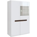 Vaisselier bas 2 portes avec led darrel blanc laqu et bois