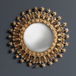 Petit miroir convexe aurole d'toiles dor 28x28x1cm