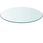 Petit plateau rond diam�tre 50 cm en verre tremp� transparent