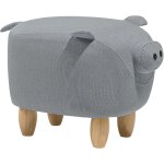 Petit tabouret pouf pour enfant 35 cm de hauteur en forme d'�l�phant en tissu doux gris clair avec pieds ...