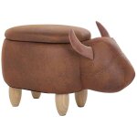 Petit tabouret pouf pour enfant 35 cm de hauteur en forme de vache effet cuir marron avec coffre de rangement ... Petit tabouret pouf pour enfant 35 cm de hauteur en forme de vache effet cuir marron avec coffre de rangement ...