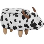 Petit tabouret pouf pour enfant 35 cm de hauteur en forme de vache en tissu noir et blanc avec coffre ... Petit tabouret pouf pour enfant 35 cm de hauteur en forme de vache en tissu noir et blanc avec coffre ...