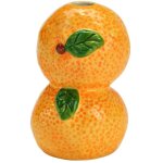 Vase orange en c�ramique jaune 6x10x6cm