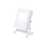 Petite armoire  bijoux avec miroir, organisateur de bijoux blanc pour comptoir avec support