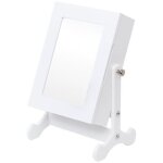 Petite armoire � bijoux avec miroir, organisateur de bijoux blanc pour comptoir avec support