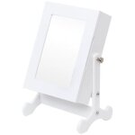 Petite armoire � bijoux avec miroir, organisateur de bijoux blanc pour comptoir avec support