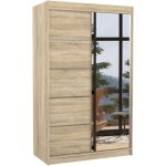 Petite armoire de chambre 2 portes coulissantes bois clair et miroir noka 120cm Petite armoire de chambre 2 portes coulissantes bois clair et miroir noka 120cm