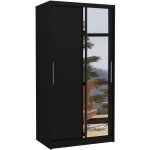 Les tendances - petite armoire de chambre 2 portes coulissantes noir avec miroir bazo 100cm
